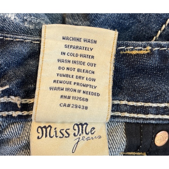 Miss Me Jeans 28 Bootcut DK209 Mid Rise Embellished Flap Pockets Denim - Picture 10 of 16